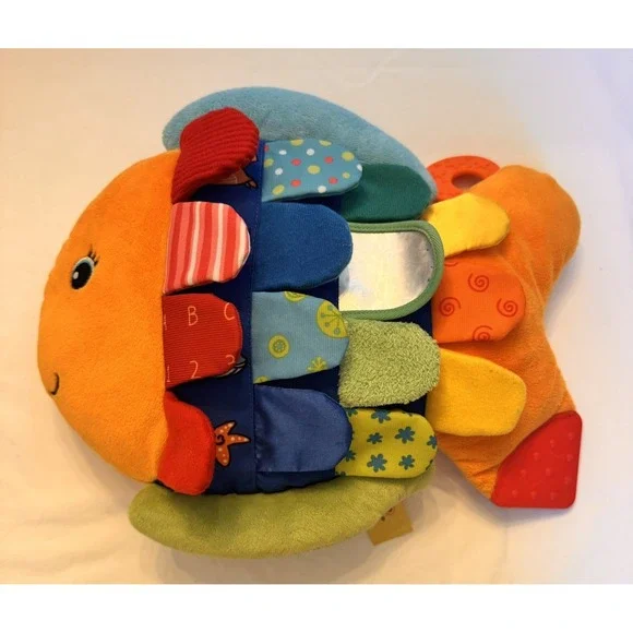 Taggies Hedgehog & Melissa Doug K's Kids Rainbow Fish Sensory Crinkle Plush Lot - Picture 2 of 16